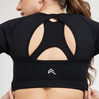 Effortless Seamless Short Sleeve Crop Top | Black