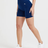 Effortless Seamless Shorts with White Logo | Midnight