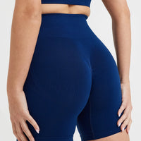 Effortless Seamless Shorts with White Logo | Midnight