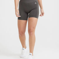 Effortless Seamless Shorts with White Logo | Deep Taupe