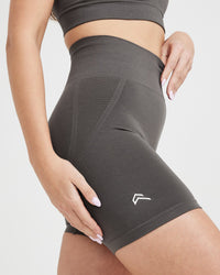 Effortless Seamless Shorts with White Logo | Deep Taupe