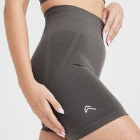 Effortless Seamless Shorts with White Logo | Deep Taupe