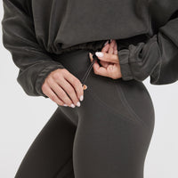 Fleece Oversized Crop 1/2 Zip Sweatshirt | Deep Taupe