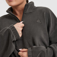 Fleece Oversized Crop 1/2 Zip Sweatshirt | Deep Taupe