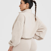 Fleece Oversized Crop 1/2 Zip Sweatshirt | Sand