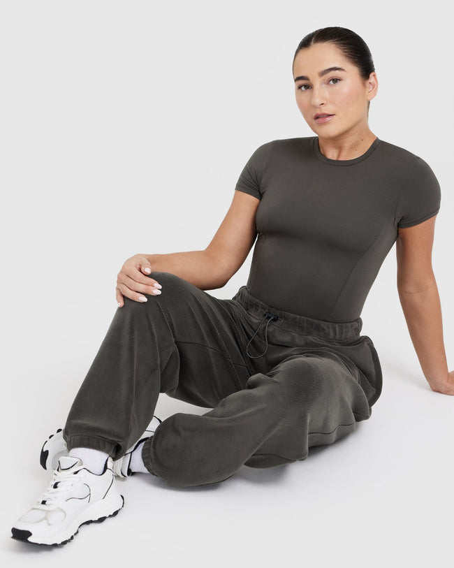 Fleece Oversized Joggers | Deep Taupe