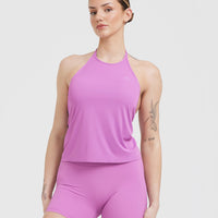 Go To High Neck Loose Crop Vest | Orchid Purple