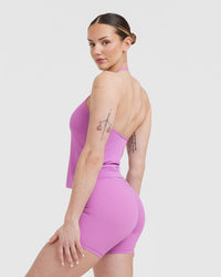 Go To High Neck Loose Crop Vest | Orchid Purple