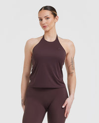 Go To High Neck Loose Crop Vest | Plum Brown