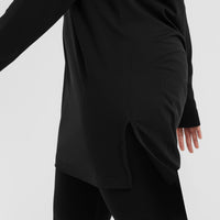 Go To Seamless Loose Long Sleeve Longline Top | Black