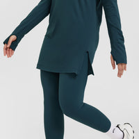 Go To Seamless Loose Long Sleeve Longline Top | Oil Blue
