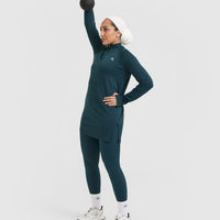 Go To Seamless Loose Long Sleeve Longline Top | Oil Blue