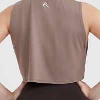Go To Muscle Crop Vest | Cool Brown
