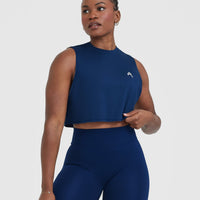 Go To Muscle Crop Vest | Midnight Blue