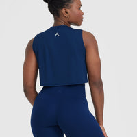 Go To Muscle Crop Vest | Midnight Blue