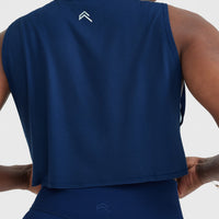 Go To Muscle Crop Vest | Midnight Blue