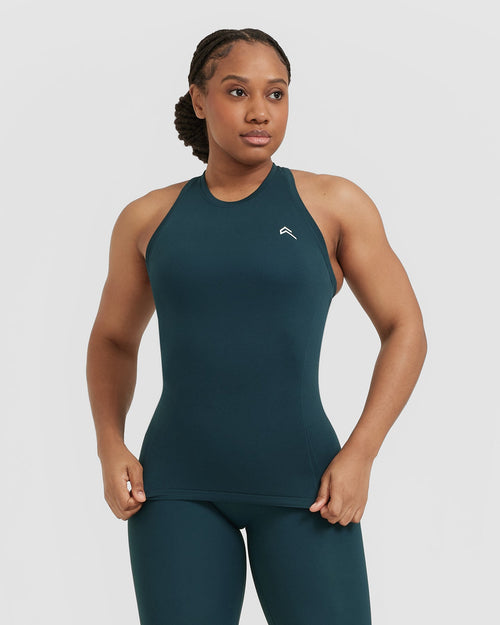 Oner Modal Go To Seamless Fitted High Neck Vest | Oil Blue