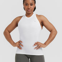 Go To Seamless Fitted High Neck Vest | White