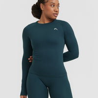 Go To Seamless Fitted Long Sleeve Top | Oil Blue