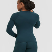 Go To Seamless Fitted Long Sleeve Top | Oil Blue