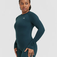 Go To Seamless Fitted Long Sleeve Top | Oil Blue