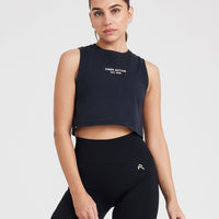 Graphic Jersey Tank | Washed Black