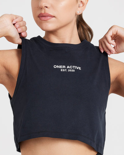 Graphic Jersey Tank | Washed Black