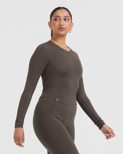 Mellow™ Soft Mid Long Sleeve Top | Deep Taupe