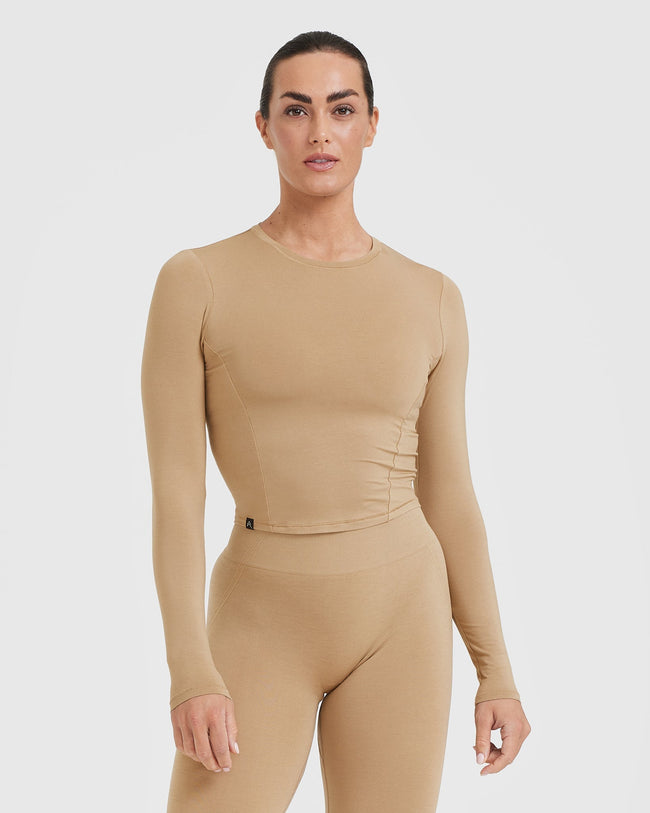 Mellow™ Soft Mid Long Sleeve Top | Dune Brown