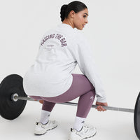 Raising The Bar Graphic Unisex Long Sleeve Top | Light Grey Marl