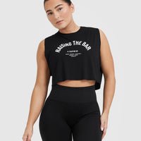Raising The Bar Graphic Muscle Crop Vest | Black
