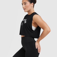 Raising The Bar Graphic Muscle Crop Vest | Black