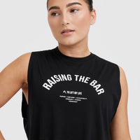 Raising The Bar Graphic Muscle Crop Vest | Black