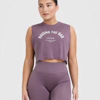 Raising The Bar Graphic Muscle Crop Vest | Vintage Purple