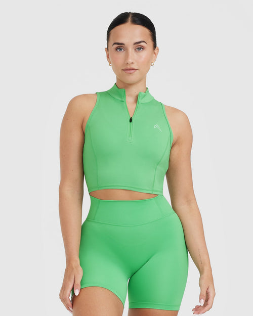 Oner Modal Timeless Half Zip Crop Tank | Jade