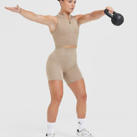 Timeless Half Zip Crop Tank | Sandstone