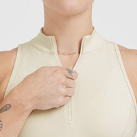 Timeless Half Zip Crop Tank | Vanilla