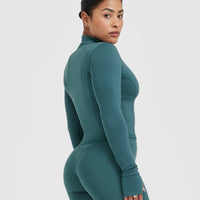 Timeless Half Zip Mid Long Sleeve Top | Marine Teal