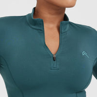 Timeless Half Zip Mid Long Sleeve Top | Marine Teal
