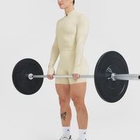 Timeless Half Zip Mid Long Sleeve Top | Vanilla