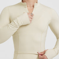 Timeless Half Zip Mid Long Sleeve Top | Vanilla