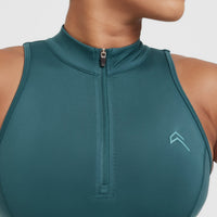 Timeless Half Zip Crop Tank | Marine Teal