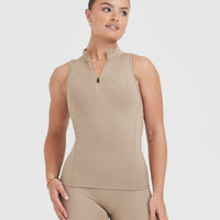 Timeless Half Zip Tank | Sandstone