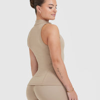 Timeless Half Zip Tank | Sandstone