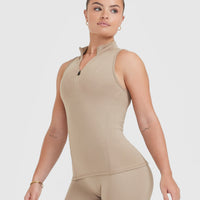 Timeless Half Zip Tank | Sandstone