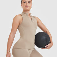 Timeless Half Zip Tank | Sandstone