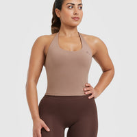 Timeless Halter Neck Mid Vest | Deep Walnut