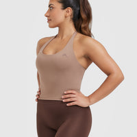 Timeless Halter Neck Mid Vest | Deep Walnut