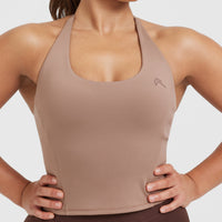 Timeless Halter Neck Mid Vest | Deep Walnut