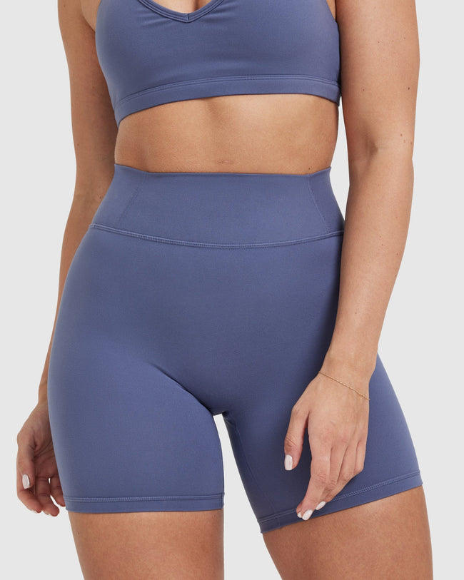 Timeless High Waisted Shorts 6" | Slate Blue
